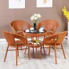 Conjunto de Mesa e Cadeiras para Varanda Externa, Conjunto de Três Peças de Cadeira de Rattan, Mesa Pequena, Mesa de Centro, Cadeira de Lazer com Encosto, Cadeira para Pátio Externo