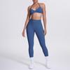 Conjunto de Yoga Cor Sólida em Estoque Legging Esportiva Cintura Alta Bumbum Pêssego Camisole Costas Lindas Sutiã Decote Halter Conjunto de Yoga Fitness