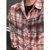 Camisa de Cuadros Cepillados Estilo Retro Americano para Hombre, Otoño e Invierno 2025, Chaqueta de Manga Larga, Camisa Interior con Tinte Azul