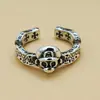 Anillo de plata de ley S925 retro personalizado para hombre y mujer, estilo graffiti del tío Mario, joyería gótica