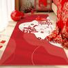 Manta de cabecera para boda Felpudo de suelo para dormitorio Felpudo de cristal rojo festivo para pies Decoración de habitación de boda Alfombra resistente a la suciedad Fácil de cuidar