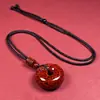 Colgante Pixiu Pulido con Arena de Cristal de Cinabrio Crudo Colgante con Hebilla de Seguridad Colgante para Collar con Estampado Dorado Translúcido Venta al por Mayor y Dropshipping
