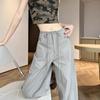 Tiro real overol de hoz para mujer primavera y verano 2025 nuevo secado rápido pantalones deportivos de paracaídas deconstrucción estilo americano pantalones de pierna ancha de machete