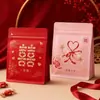 Bolsita autosellante para dulces de boda Xiaohongshu, bolsita autosellante de forma cúbica con sello de ocho lados, bolsita para dulces de boda y compromiso, bolsa roja de boda de Año Nuevo