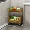 Estante de Almacenamiento para Cocina de Pie Multifuncional Gran Capacidad Estante de Almacenamiento para Frutas y Verduras Multicapa Móvil Carrito Pequeño Cesta para Verduras