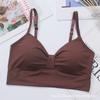 Ropa interior de seda helada de color liso que combina con todo, espalda hermosa, sin tirantes, chaleco inferior para niña, antideslizamiento, ligero, con almohadilla para el pecho, top 123