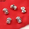 Plata de ley tubo doblado flor pequeña cuadrada 99 pies accesorios de plata retro hacer viejo 3D plata dura murciélago calabaza DIY materiales hechos a mano