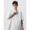 Camiseta de Diseño de Nicho con Media Cremallera para Hombre Cleanfit Estilo Americano High Street Estudiante Cuello Henry de Manga Corta Marca de Tendencia Manga Corta