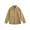 Camisa a cuadros atmosférica de manga larga con un toque vintage, chaqueta bordada nueva de otoño para hombre, top casual holgado juvenil para mujer