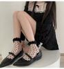 Calcetines Finos con Adorno de Encaje Estilo Japonés, Calcetines de Malla de Punto de Polka con Borde Volante de Seda de Cristal, Calcetines Cortos Estilo Chanel Jk