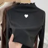 Camiseta Interior Térmica Casual de Manga Larga para Niña, Otoño Invierno, Nueva Tela Térmica, Cuello Medio Alto con Volantes