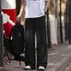 Calça Casual Respirável Estilo Old Money de Linho Falso para Homens e Mulheres, Calça de Perna Larga Curva, Fina da Moda Primavera e Verão, Cor Sólida, Solta, Reta