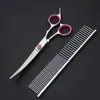 Tesouras para Pet Grooming, Tesouras de Desbaste, Conjunto de Tesouras para Aparar Poodle, Tesouras Curvas, Ferramentas para Pelos de Cachorro, Suprimentos para Pets