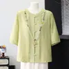 2026 Verano Nuevo Elegante Nuevo Estilo Chino Para Mediana Edad y Mayores Adelgazante Holgado Rejuvenecedor Talla Grande Temperamento Versátil Top