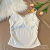 Camisola de Encaje 2025 con Almohadilla Integrada en el Pecho, Estilo Coreano, Espalda Hermosa, Camiseta sin Mangas de Cuello en V Puro Deseo, Moldeadora de Cintura, Top Versátil