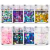 Gel de traje de 8 colores popular de Amazon, lentejuelas, purpurina, polvo corporal, purpurina, maquillaje de ojos, flujo de cáñamo, joyería para uñas