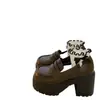 Primavera e Verão com Saia 2025 Novos Mocassins Franceses de Salto Alto Grosso Marrom Retrô Estilo Britânico Sapatos de Couro Pequenos de Sola Grossa para Mulheres