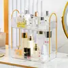 Caja de almacenamiento de cosméticos de lujo de moda para uso doméstico, organizador de productos para el cuidado de la piel para el baño, estante rectangular de escritorio de varias capas