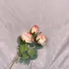 Rosa de Torre Simulada de 3 Cabeças Ramo Único Layout de Cena de Casamento Guia de Estrada Arco Arranjo de Flores Decoração de Casa Sala de Estar Loja de Shopping