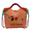 Fornecimento Exclusivo Transfronteiriço de Bolsas de Mão e Transversais Feitas Sob Medida, Bolsas Tote Fofas Bordadas com Dachshund para Mulheres, Design de Nicho com Texto e Logo Impressos