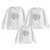 Sudadera Blanca Conjuntos Familiares a Juego Otoño/Invierno 2026 Nuevo Modelo para una Familia de Tres, Uniformes Escolares de Manga Larga Estampados para Estudiantes de Primaria
