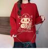 Suéter Rojo Engrosado talla extra Ropa para Mujer 2025 Principios de Otoño e Invierno Nuevo Holgado Año del Serpiente Tejido Nuevo Top de Año Nuevo para Mujer