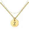 Estilo Europeo y Americano de Nuevo Producto Transfronterizo Acero Inoxidable Redondo de 10 mm 26 Letras Mayúsculas Versátil Cadena para Clavícula Cadena de Perlas de Doble Capa Collar