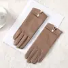 Guantes de Cuero Cálidos para Mujer Pu Para Exteriores Lindos de Invierno Forrados de Felpa A prueba de Viento para Ciclismo A Prueba de Frío para Conducir Engrosados Guantes con Pantalla Táctil