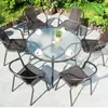 Mesa y Sillas de Exterior con Sombrilla, Juego de Tres Piezas de Sillas de Ratán, Silla de Exterior, Balcón de Ocio al Aire Libre, Mesa de Café Pequeña, Mesa y Sillas de Hierro Forjado para Patio