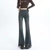 Pantalones de Tiro Alto Microacampanados Primavera y Verano Delgados para Mujer 2025 Nuevo Llegada Diseño de Costura Dividida Deshilachada Jeans Ajustados