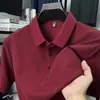 Camiseta de Manga Corta de Verano para Hombre Camisa Polo con Cuello Lapel Delgada de Moda Estampada Casual Ropa de Papá Tendencia Top de Nylon
