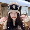 Gorro de Lana Tejido Jacquard Retro Fair Isle para Mujer, Otoño e Invierno, Sombrero de Pescador Liso Cálido que Cubre la Cara, Sombrero de Cubo Adelgazante