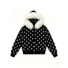 Sudadera con capucha de pelo estilo callejero europeo con cremallera para mujer, lunares, holgada, moderna, chaqueta, nuevos lanzamientos Otoño Invierno 2026