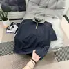 Camiseta Polo de Manga Corta para Ciclismo de Verano Estilo Americano, Bloque de Color, Media Cremallera, Color Azul Marino, Estilo Montaña, Deportivo, Fresco, Secado Rápido