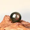 Pedras soltas de obsidiana com olhos de arco-íris naturais para pulseiras de miçangas DIY, contas redondas com furos passantes, obsidiana colorida em estoque