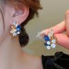 Pendientes Geométricos de Gota de Agua con Incrustaciones de Diamantes en Contraste de Lujo Ligero, Moda Francesa, Estilo Niche de Moda, Pendientes de Gama Alta para Mujer