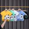 Traje de Verano para Niños Elegante Guapo de Moda Dos Piezas Bebé Verano Dibujos Animados Cuello Redondo Casual Moderno