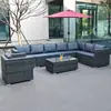 Sofá de Ratán para Exteriores, Impermeable, Protección Solar, Ocio, Silla Doble de Ratán de Hierro Forjado, Juego de Muebles para Exteriores, Balcón, Aire Libre