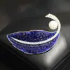 Broche Cuadrado de Cristal de Hoja de Lujo de Gama Alta con Incrustaciones Completas de Diamante y Diseño de Planta de Perlas de Agua Dulce para Mujer