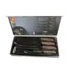 Conjunto de Facas Transfronteiriço, Cabo Fat Boy, Conjunto de Seis Peças de Facas de Cozinha com Revestimento de Textura de Madeira, com Descascador de Melão, Caixa Colorida, Pronto para Venda