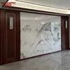 Fábrica de Guangzhou Personalizado Nuevo Revestimiento Chinoiserie Tira Metálica Línea de Cintura Fondo de Madera Maciza Pintado Pared Simple Pared de Nogal