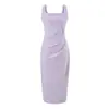 Vestido de Verano 2026 Estilo Francés Cuadrado con Tirantes Plisados Elegante Estilo Socialité Delgado Negro Bodycon