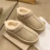 Pantuflas de algodón para mujer, suela gruesa, forro de felpa, plataforma, punta cerrada, cálidas, de doble uso para invierno y nieve, felpa, sin cordones 2026