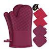 Guantes de Aislamiento Térmico de Silicona de Algodón Puro Transfronterizo Engrosados Antideslizantes Resistentes a Altas Temperaturas Guantes para Horno Microondas Guantes Anti-quemaduras para Horno de Horneado