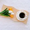 Bandeja de Madera Nórdica con Patrón de Ondas de Agua para Pan para Uso Doméstico, Bandeja de Almacenamiento de Madera de Haya para Casas de Huéspedes, Bandeja para el Té de la Tarde, Plato de Comida, Tabla de Cortar