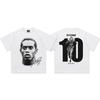 Transfronteriza Verano 2025 Ronaldinho Americana Manga Corta Transpirable Sensación Fresca Estampada Manga Corta Camiseta para Hombre Doble Hilo Algodón Puro