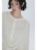 ANNACH Camiseta de Manga Longa com Gola Alta Henley e Pregas Artísticas Tridimensionais para Mulheres/Camisa Base Solta Amiga da Pele/Top