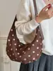 Bolso de Hombro Vintage de Ante con Lunares para Mujer, Nuevo Bolso Cruzado Casual para el Trabajo, Bolso de Moda de Nicho tipo Empanada