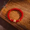 Artículo popular de transmisión en vivo método antiguo oro de arena incrustado con diamante Lu Lu Tong pulsera de ágata roja nuevo estilo chino Hora de tener suerte collar Lu Lu Tong