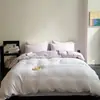 Juego de cuatro piezas de jacquard de gasa de tres capas de algodón puro Clase A genuino, funda de edredón y sábana bajera 100% algodón, ropa de cama sencilla para estudiantes